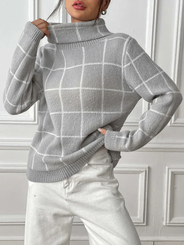 Klassischer Strickpullover mit hohem Kragen Für Frauen