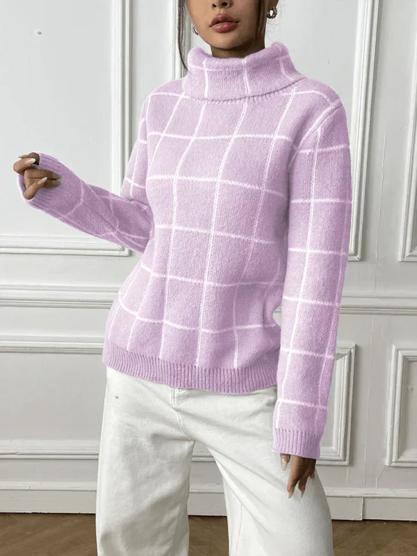 Klassischer Strickpullover mit hohem Kragen Für Frauen