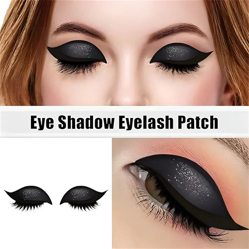 Black sparkly Augen make-up sticker wiederverwendbar applied on closed eye with lashes