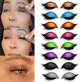 Woman applying colorful reusable waterproof Augen make-up stickers in multiple shades