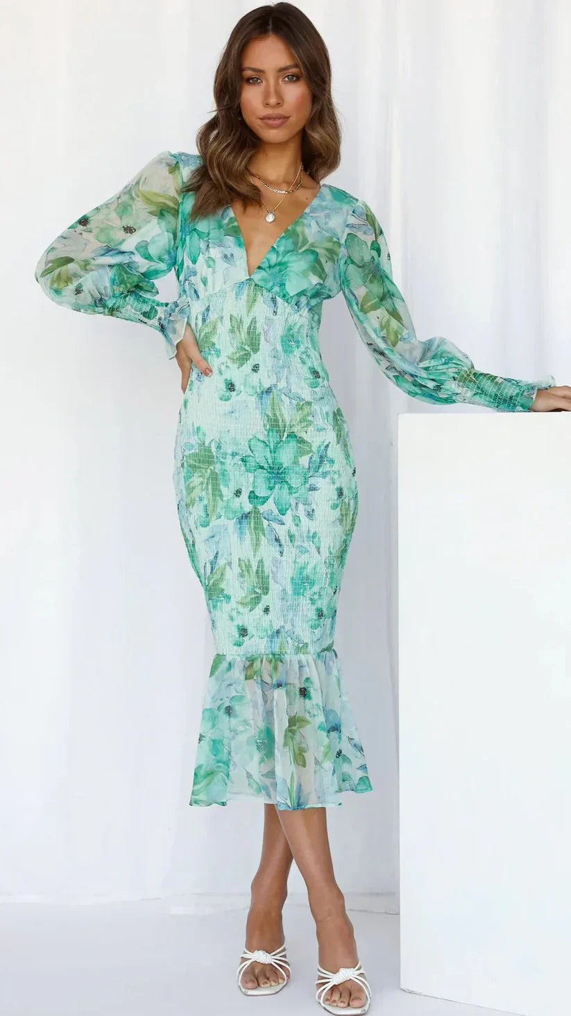 Leicht und komfortabel Midikleid mit Blumenmuster Für Frauen