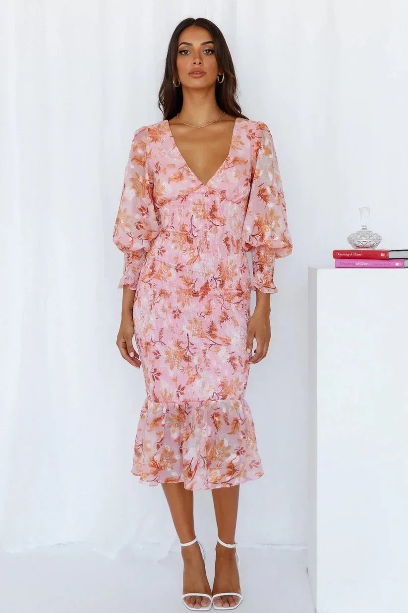 Leicht und komfortabel Midikleid mit Blumenmuster Für Frauen