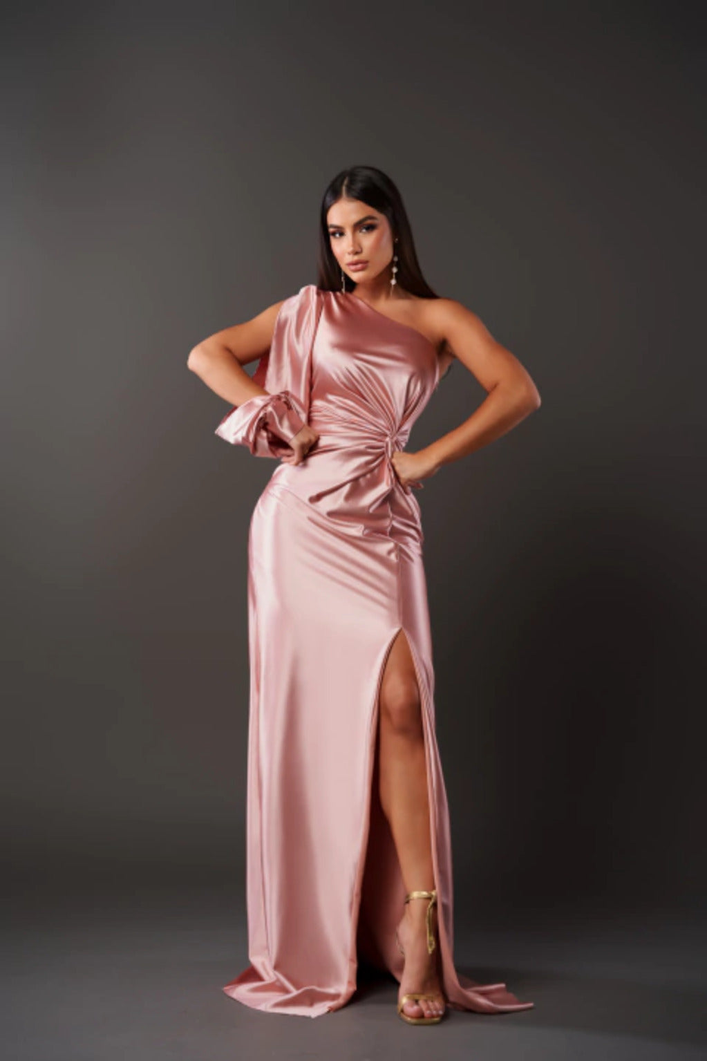 Elegantes One Shoulder Abendkleid mit Hohem Schlitz für Frauen