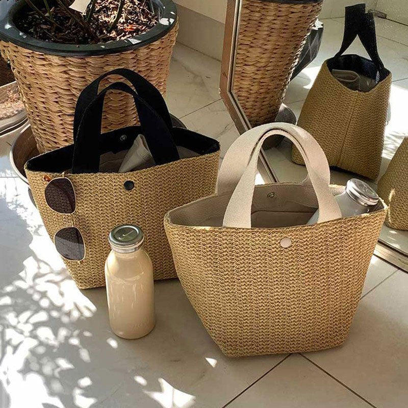 Flora | Boho Rattan Shopper Tasche