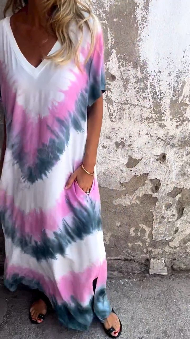 Caelia | Elegantes Tie-Dye Maxikleid