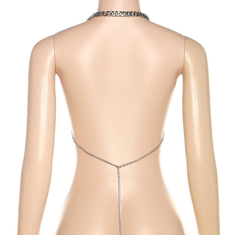 Crop Top mit Kettendetail und offenem Rücken für Frauen