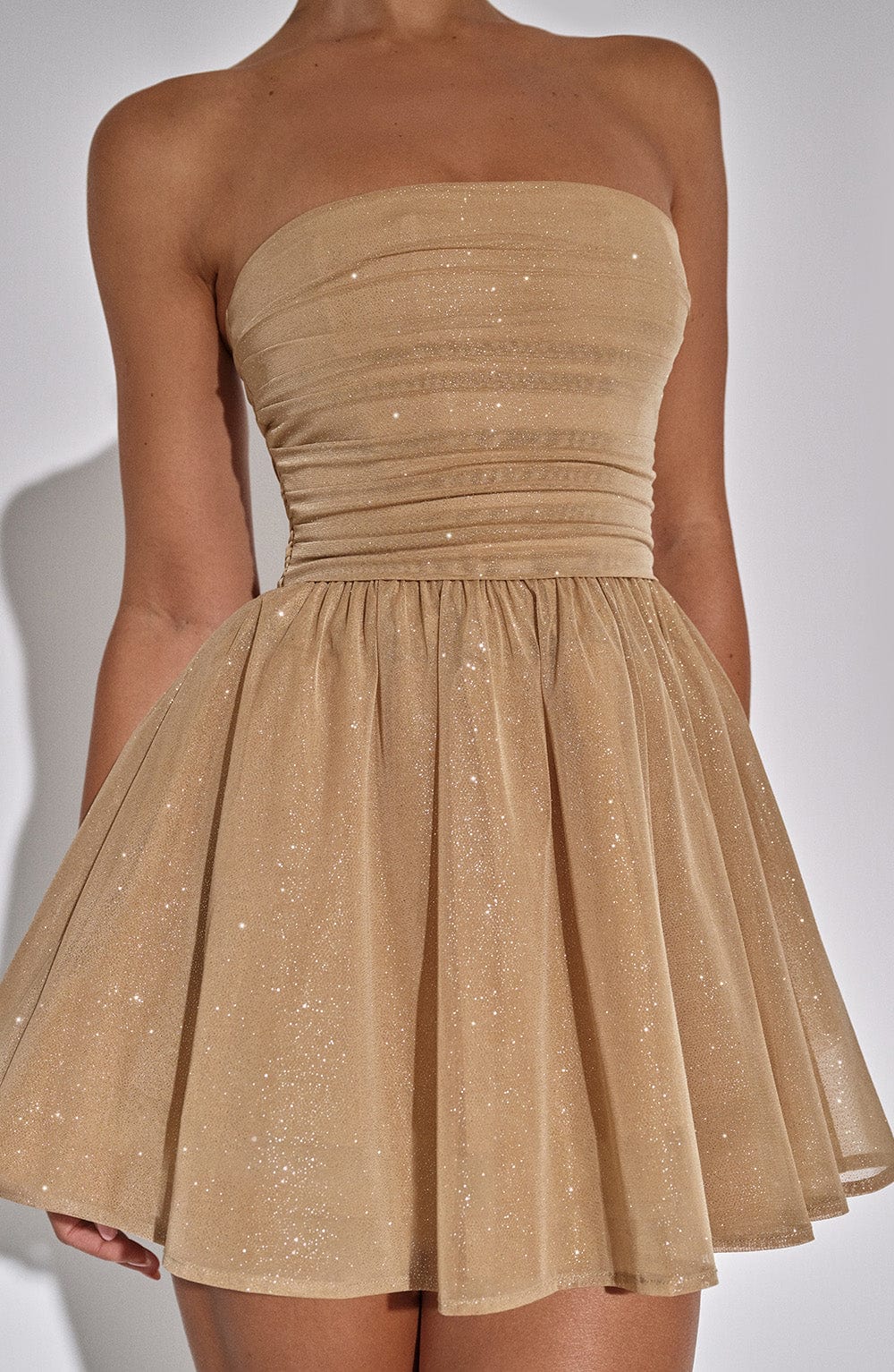 Trägerloses Glitzerkleid Mit Rückenknoten Für Frauen