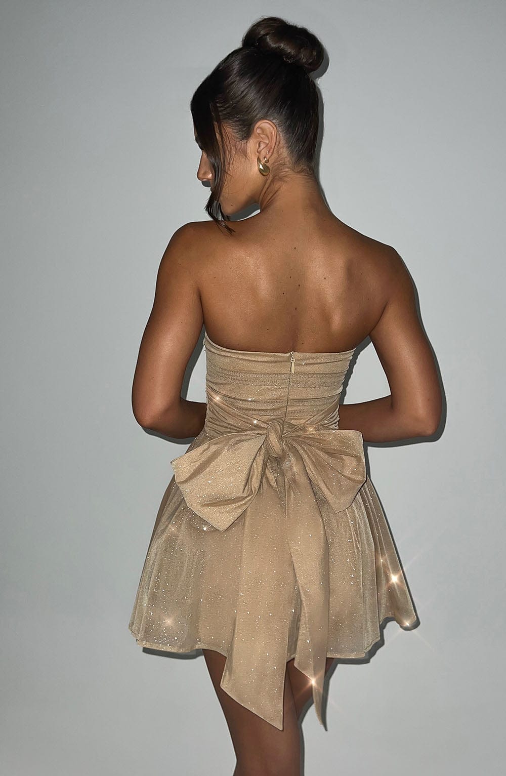 Trägerloses Glitzerkleid Mit Rückenknoten Für Frauen