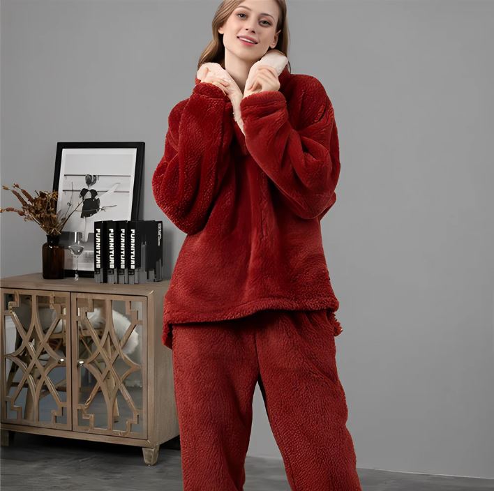Flauschiger Nacht-Fleece-Pyjama Für Frauen
