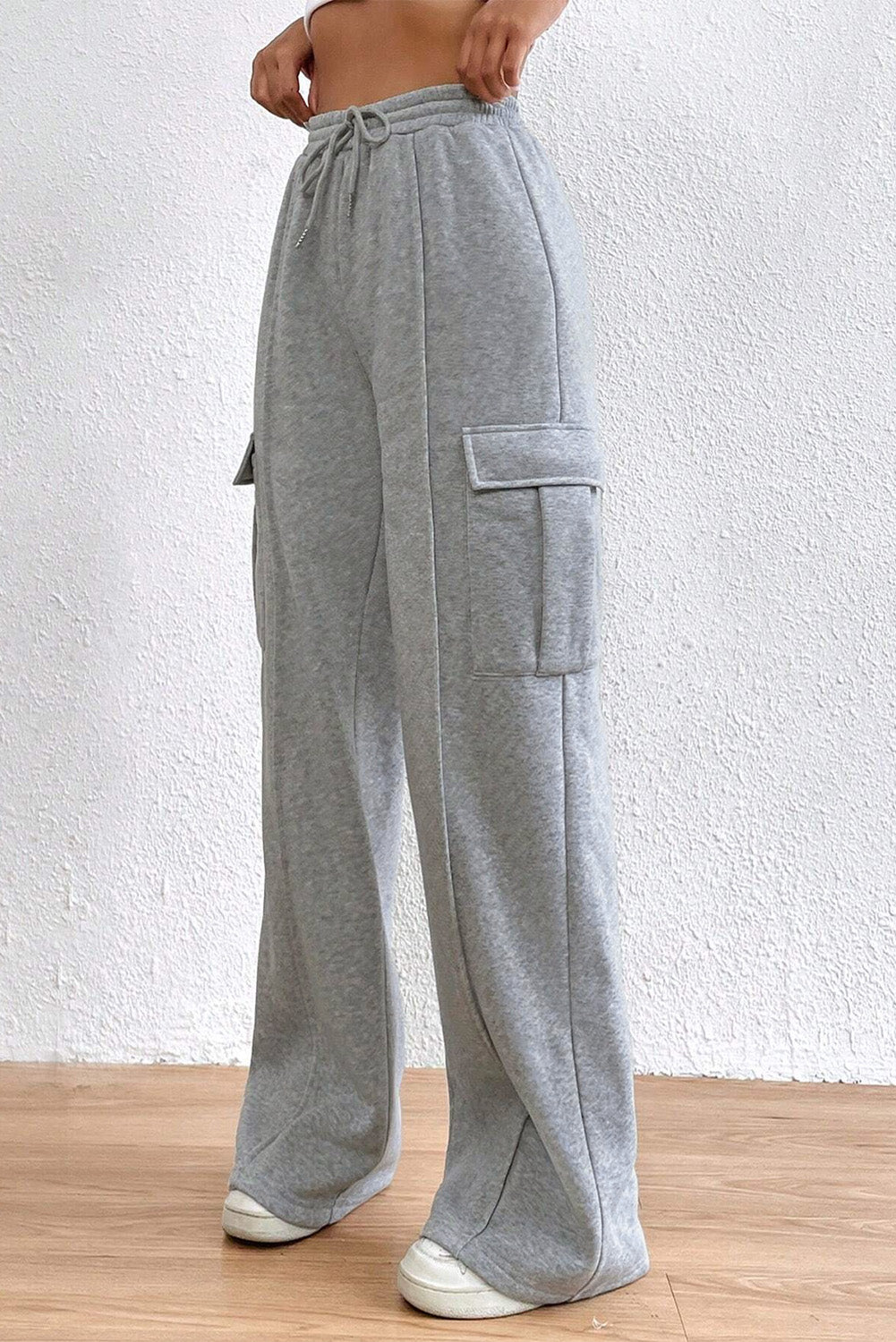 Hellgraue Cargo-Trainingshose mit Kordelzug Für Frauen