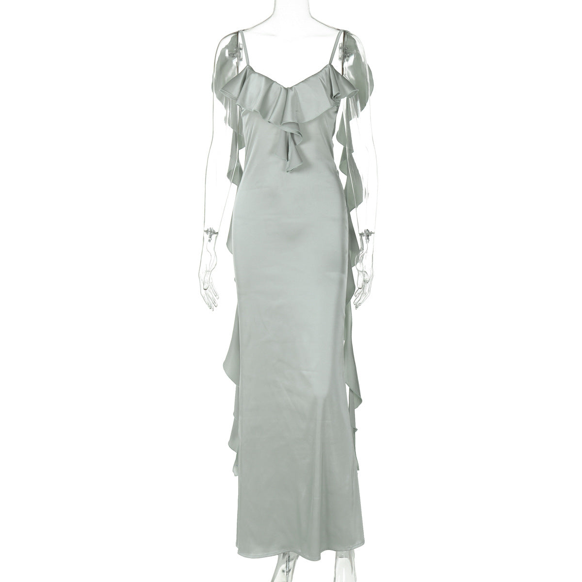 Emelith | Satiniertes Maxikleid mit Volants