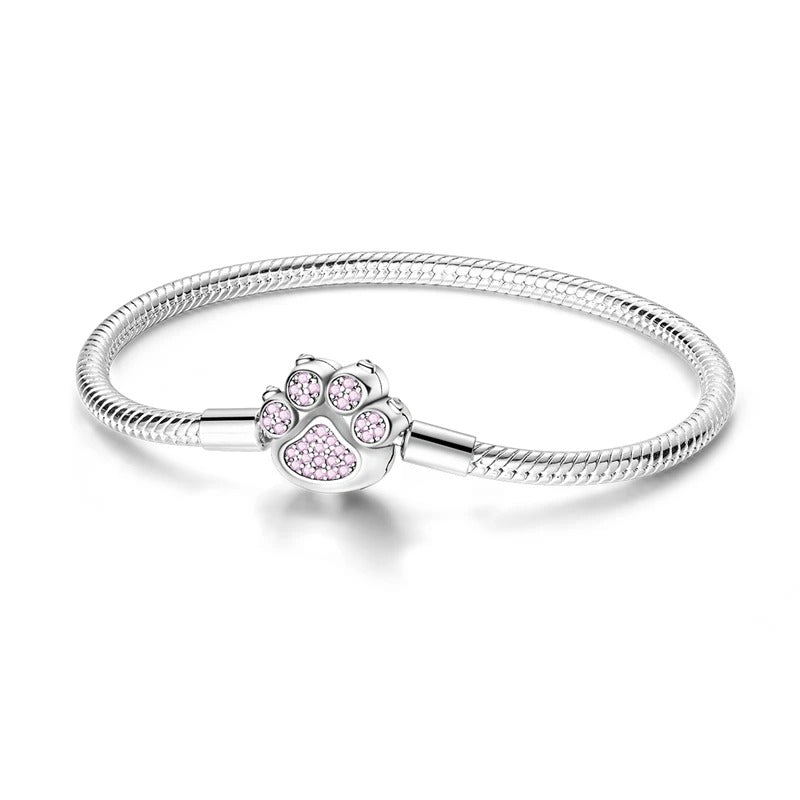 925 Sterling Silber Pink Pavé Hundekralle Armband Für Frauen
