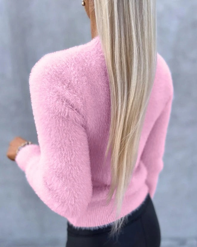 Gemütlicher Rosa Pullover Für Stilvolle Winterlooks Für Frauen
