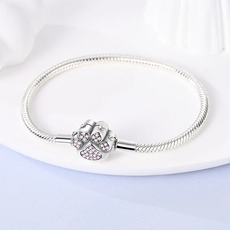 925 Sterling Silber Pink Pavé Hundekralle Armband Für Frauen