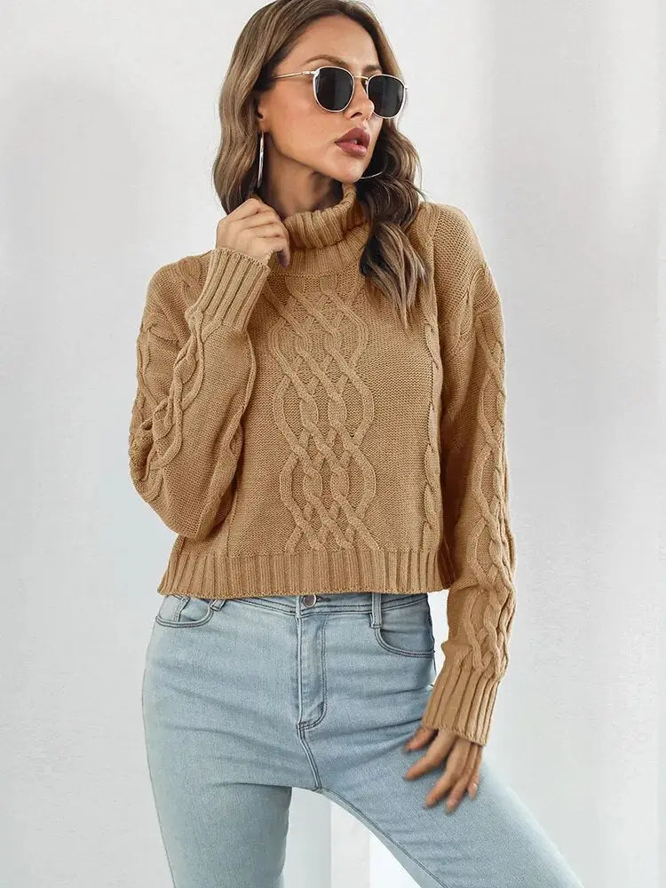 Ultra-Gemütlicher Strick-Rollkragenpullover Für Frauen