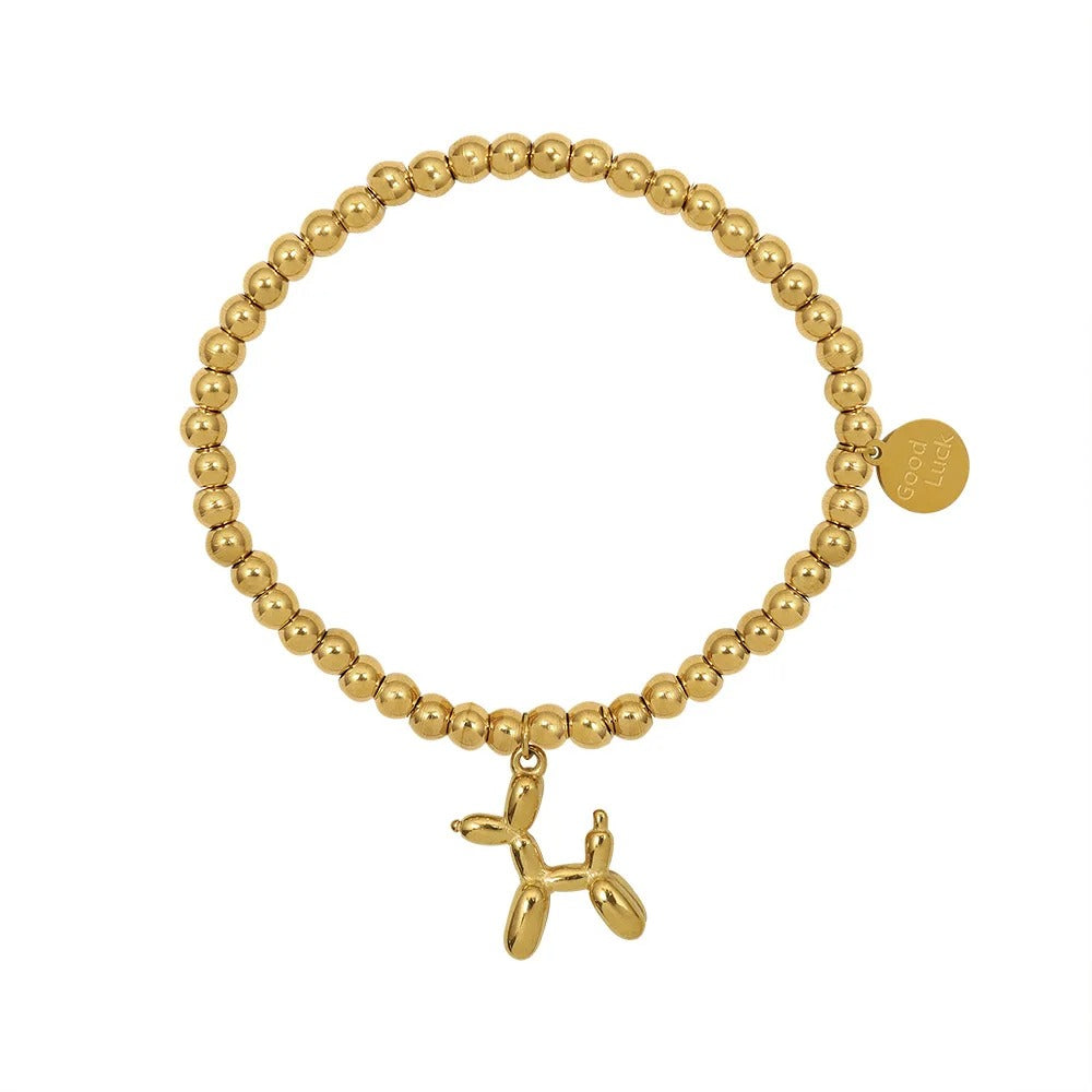 Rundes Hundeperlen Armband in Gold für Damen