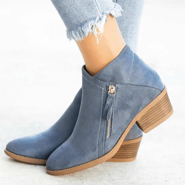 Lederstiefel mit Reißverschluss für Frauen