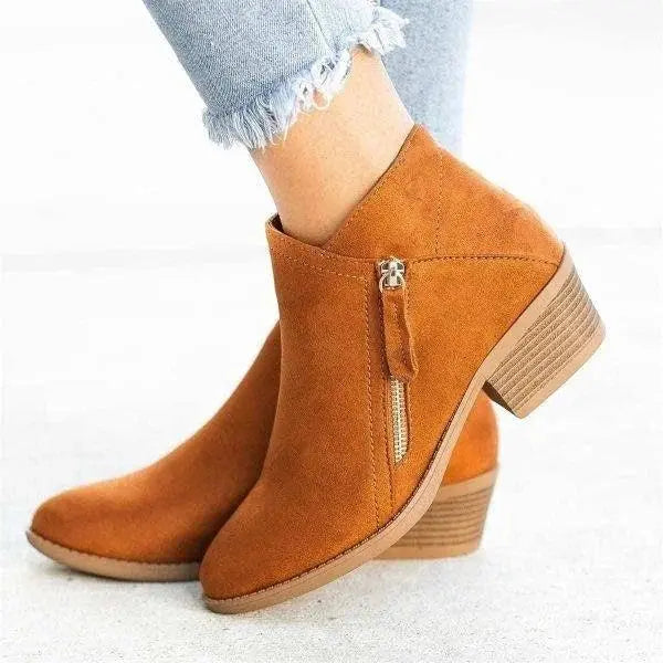 Lederstiefel mit Reißverschluss für Frauen