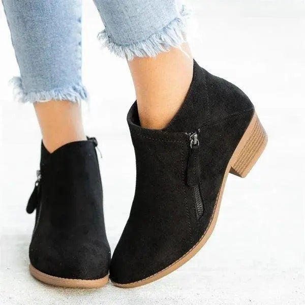 Lederstiefel mit Reißverschluss für Frauen