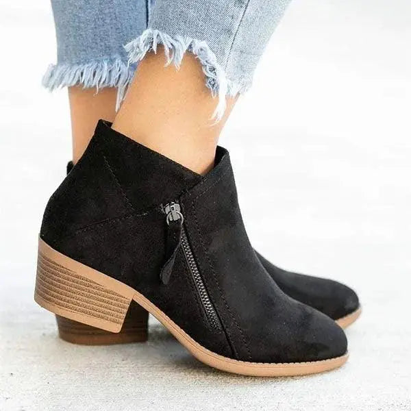 Lederstiefel mit Reißverschluss für Frauen