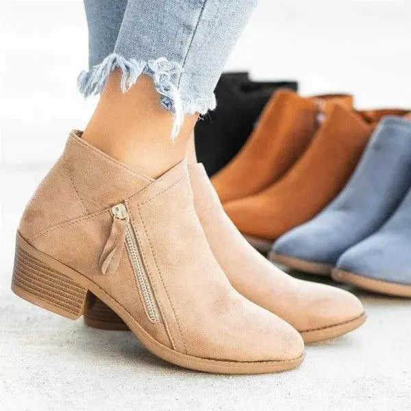 Lederstiefel mit Reißverschluss für Frauen