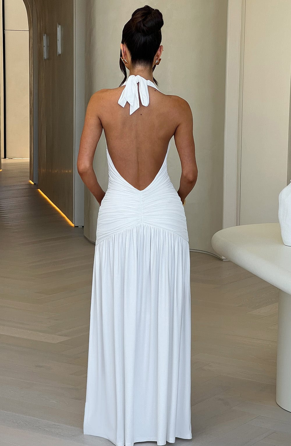 Elegantes Maxikleid Mit Rückenausschnitt, Knoten Und Schlitz Für Frauen