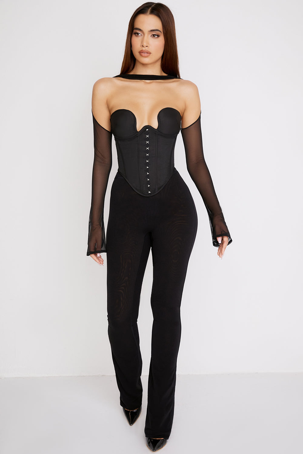 Skulpturales schwarzes Korsett mit markanter Struktur Eleganz für Damen