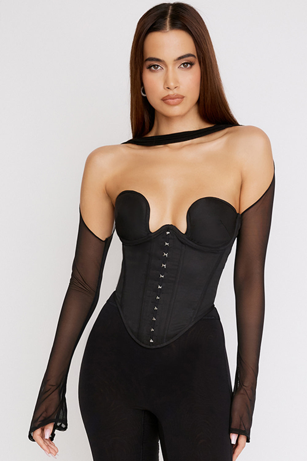 Skulpturales schwarzes Korsett mit markanter Struktur Eleganz für Damen