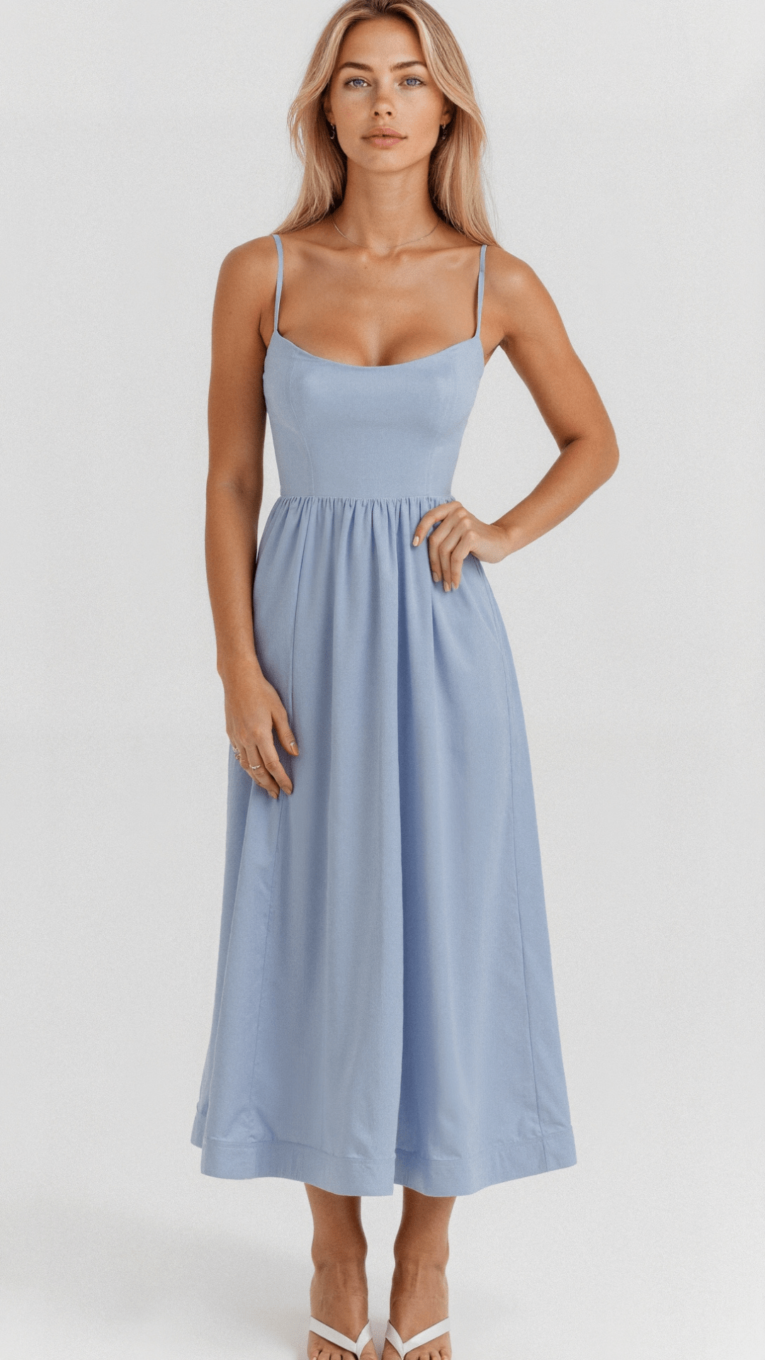 Fließendes ärmelloses Maxikleid mit elegantem Fall für Damen