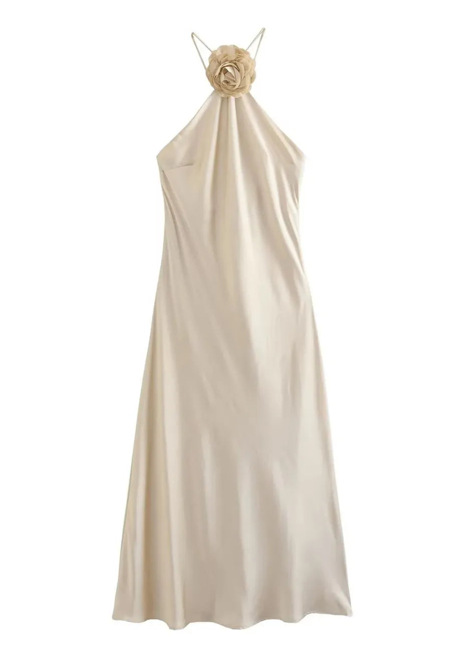 Satin-Maxikleid Mit Neckholder Und Rückenfrei Für Frauen