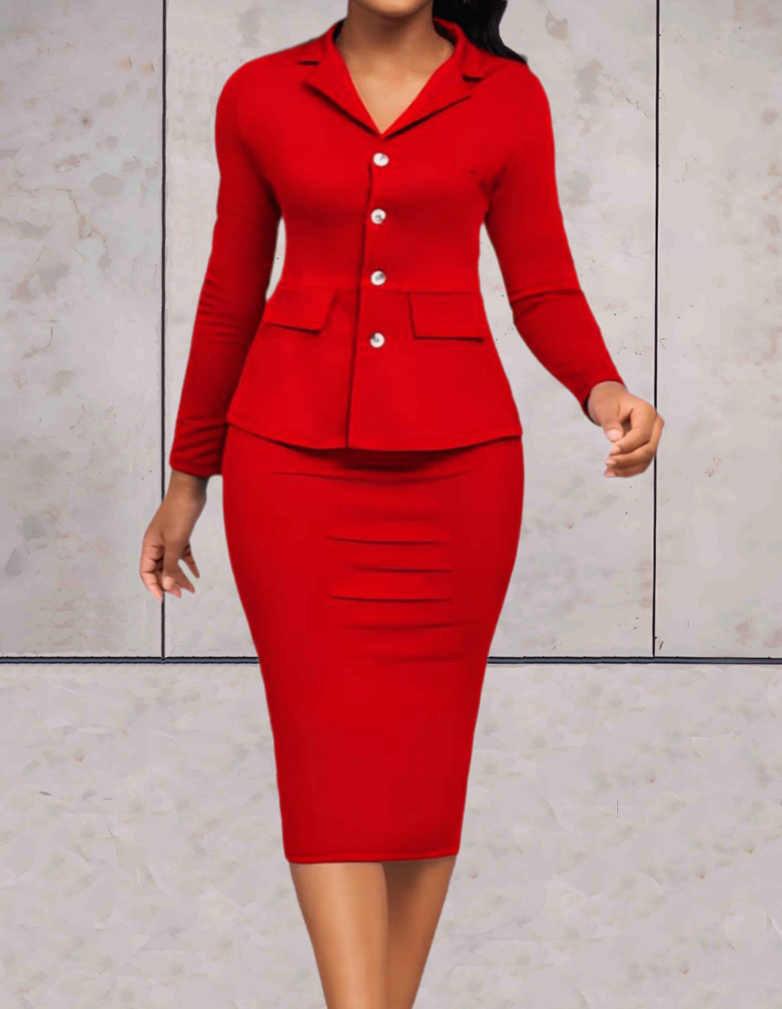 Elegantes und Luxuriöses Rotes Bodycon Set für Frauen