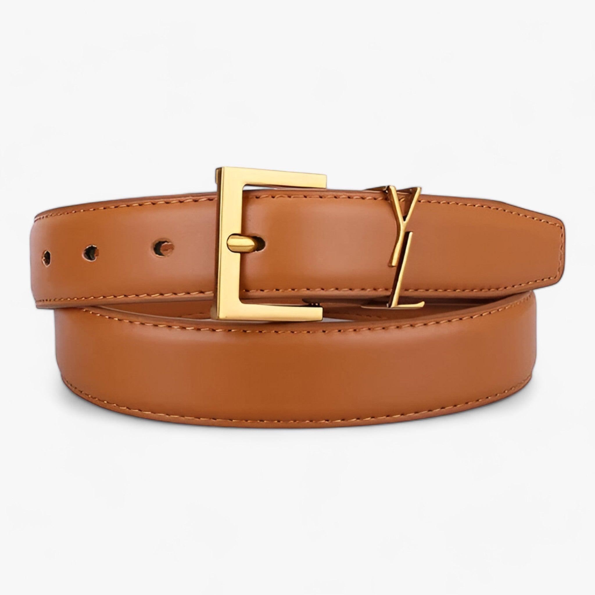 Designer Ledergürtel mit Goldener Schnalle Für Frauen