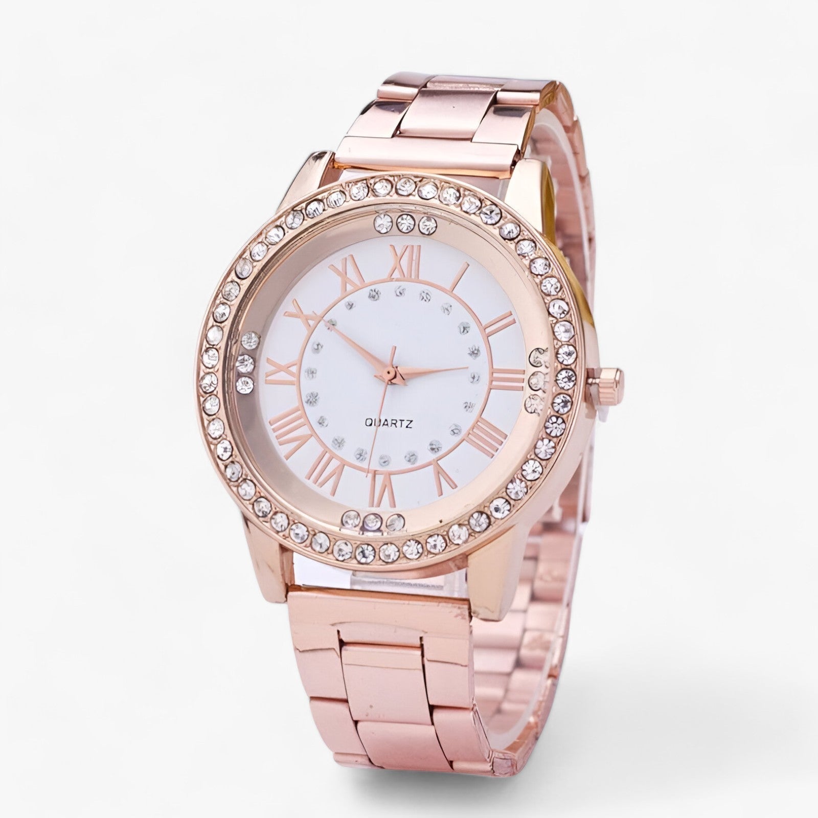 Runde Diamantuhr mit elegantem Glanz für Damen