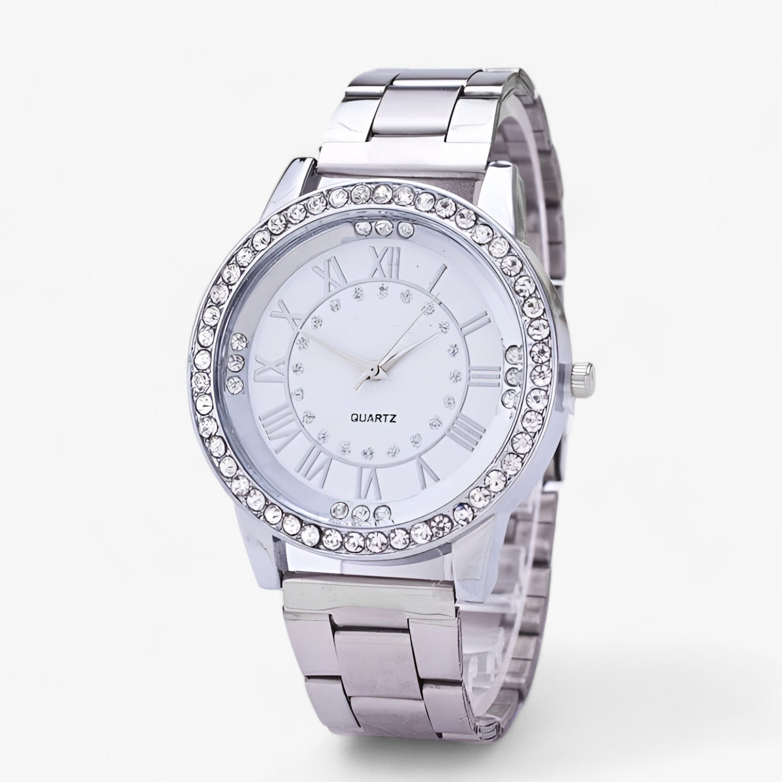 Runde Diamantuhr mit elegantem Glanz für Damen