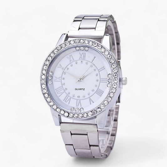 Runde Diamantuhr mit elegantem Glanz für Damen