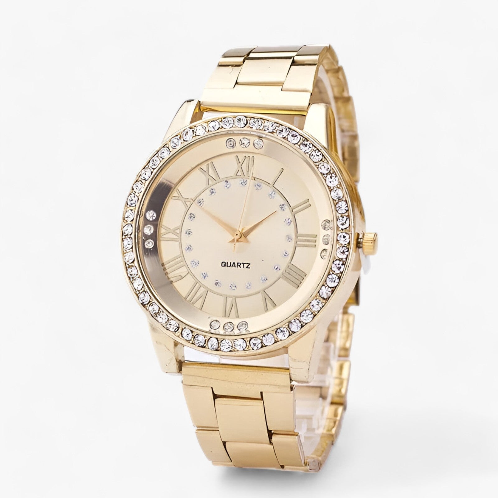 Runde Diamantuhr mit elegantem Glanz für Damen