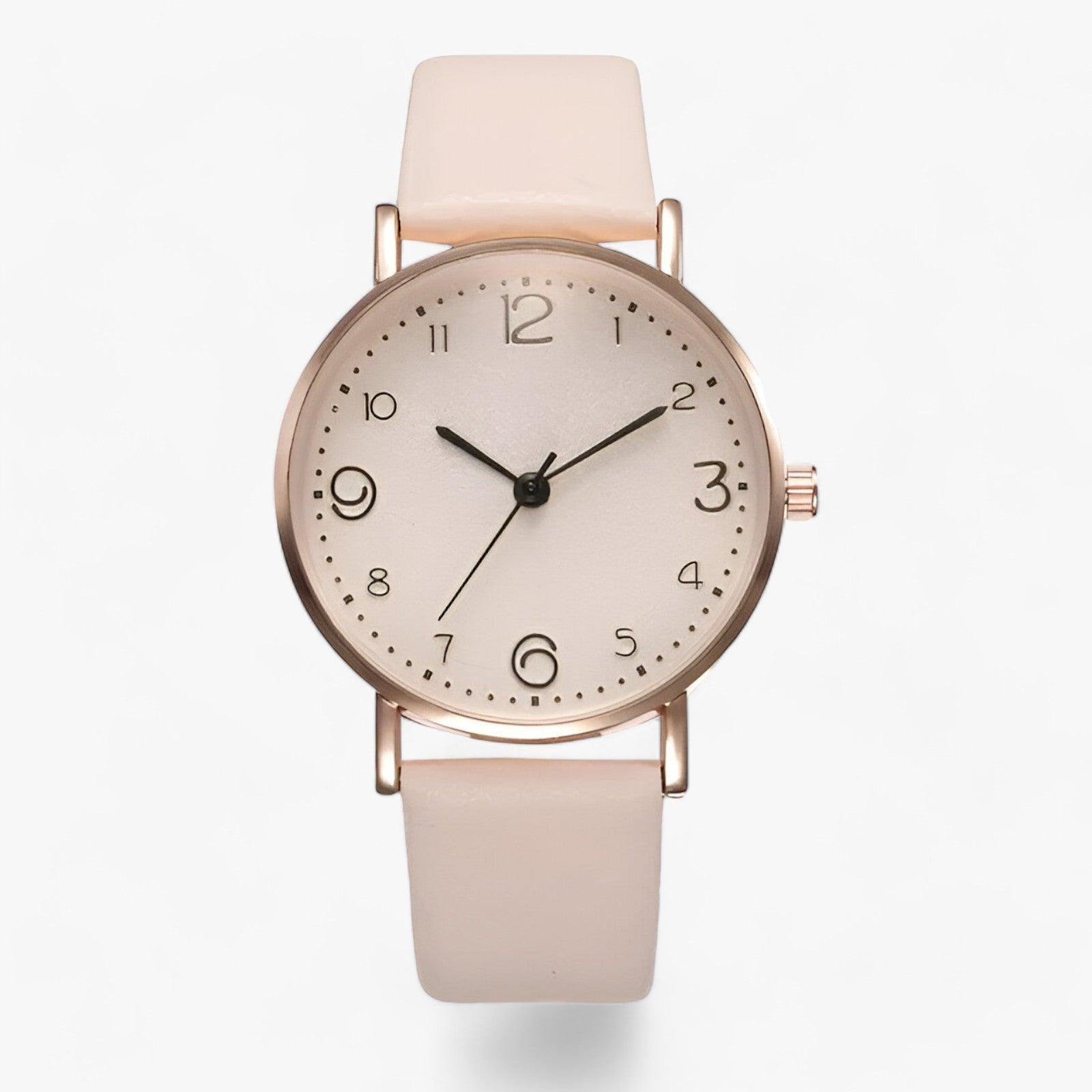 Modernes Rundes Quarz-Armbanduhr Für Frauen