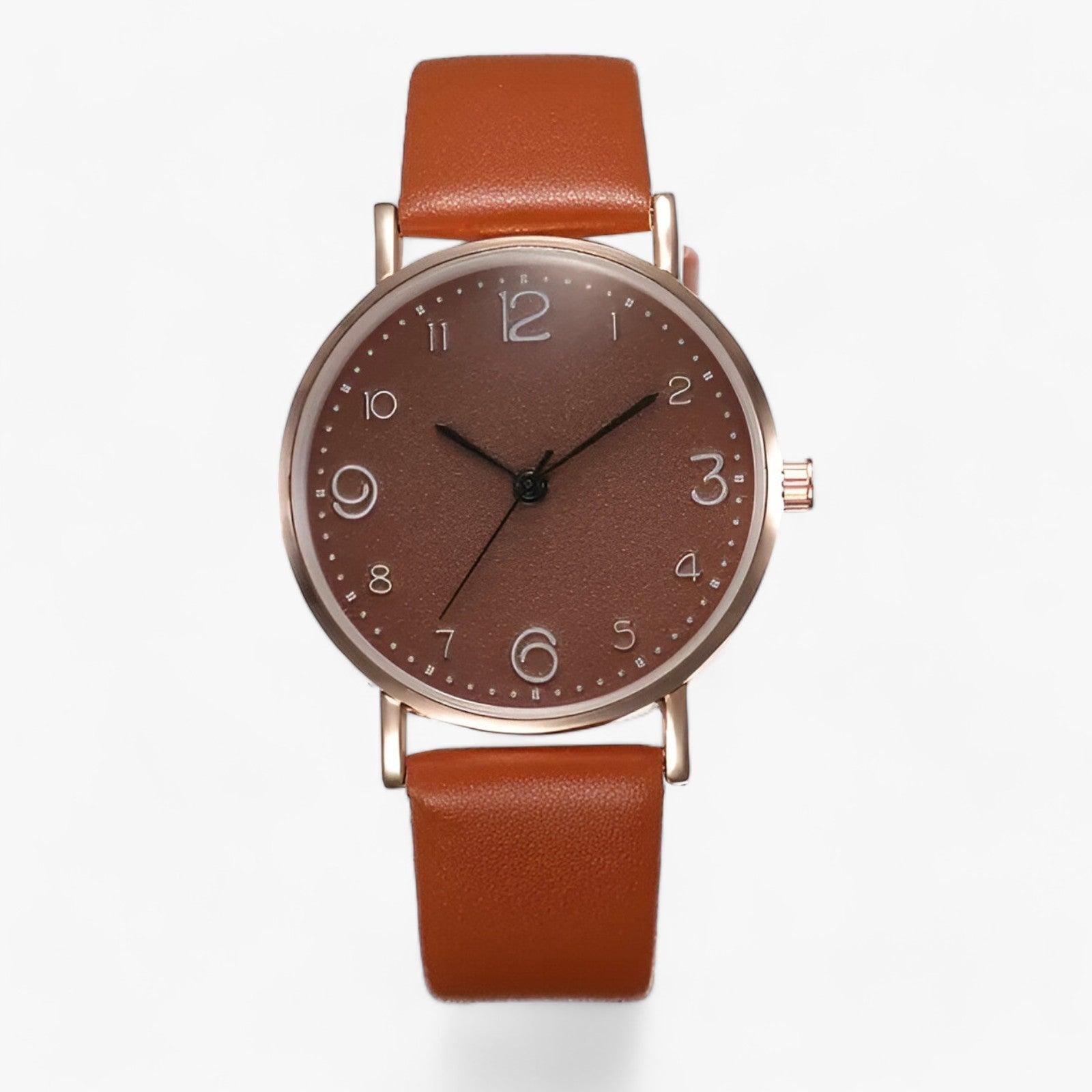 Modernes Rundes Quarz-Armbanduhr Für Frauen