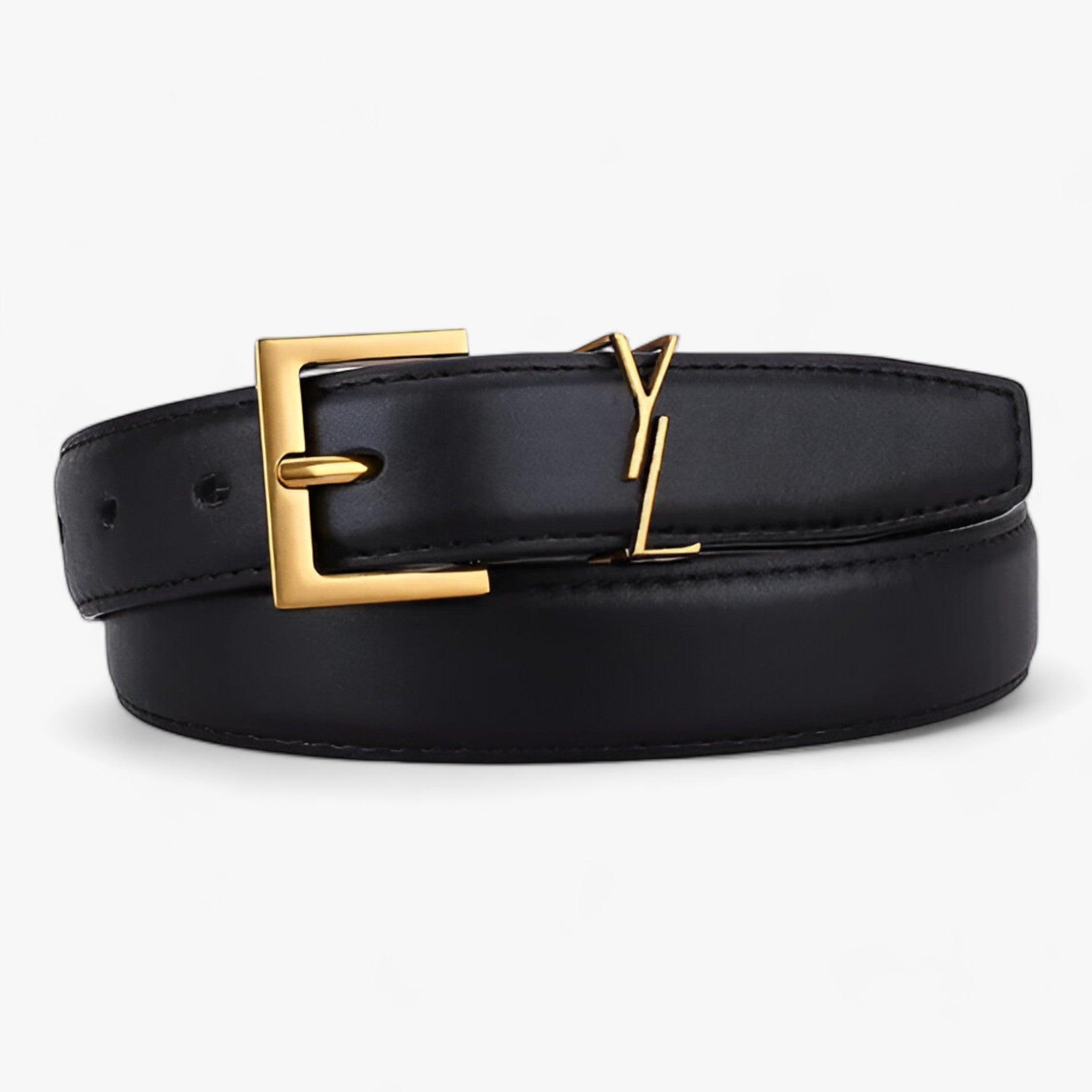 Designer Ledergürtel mit Goldener Schnalle Für Frauen