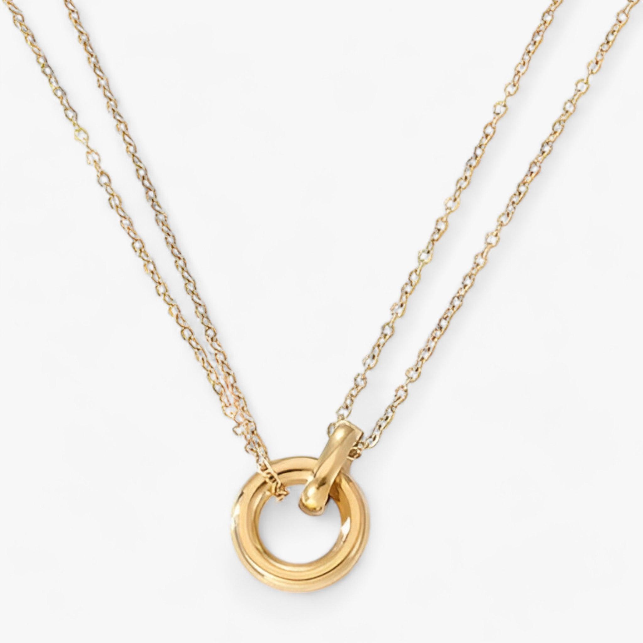Goldene Halskette mit Kreisanhänger für Damen