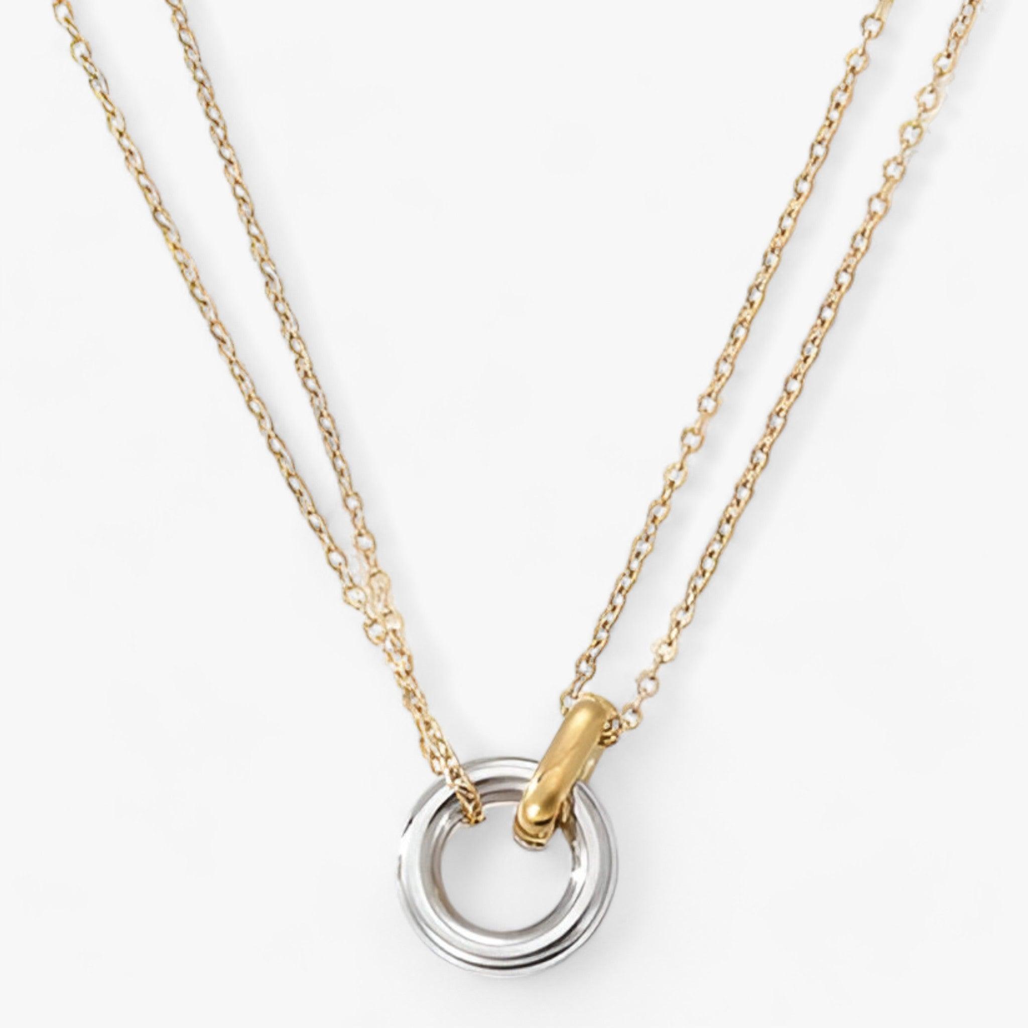 Goldene Halskette mit Kreisanhänger für Damen