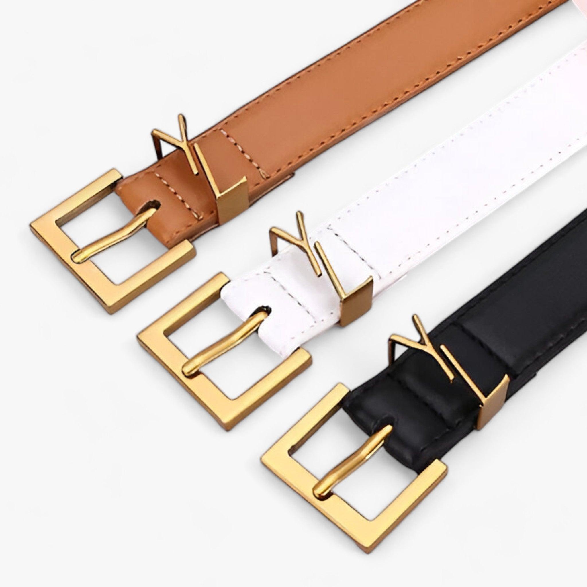 Designer Ledergürtel mit Goldener Schnalle Für Frauen