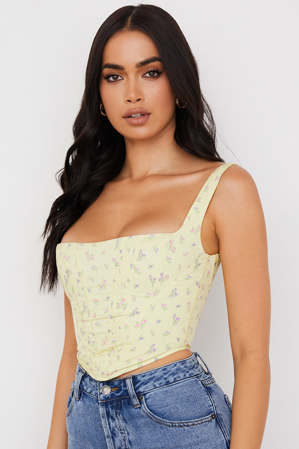 Corsage mit Zitronenblumen Print und frischer Eleganz für Damen