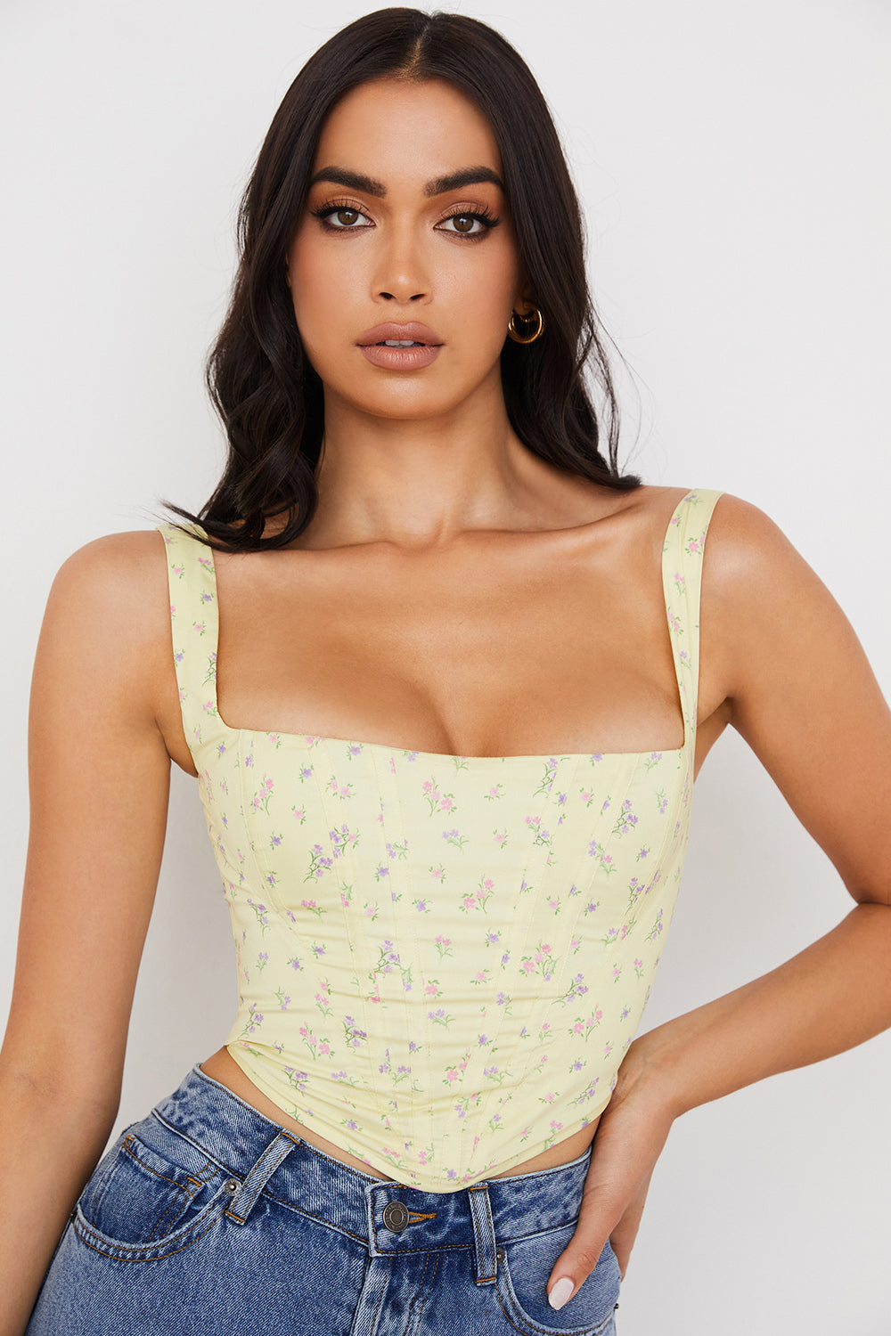 Corsage mit Zitronenblumen Print und frischer Eleganz für Damen