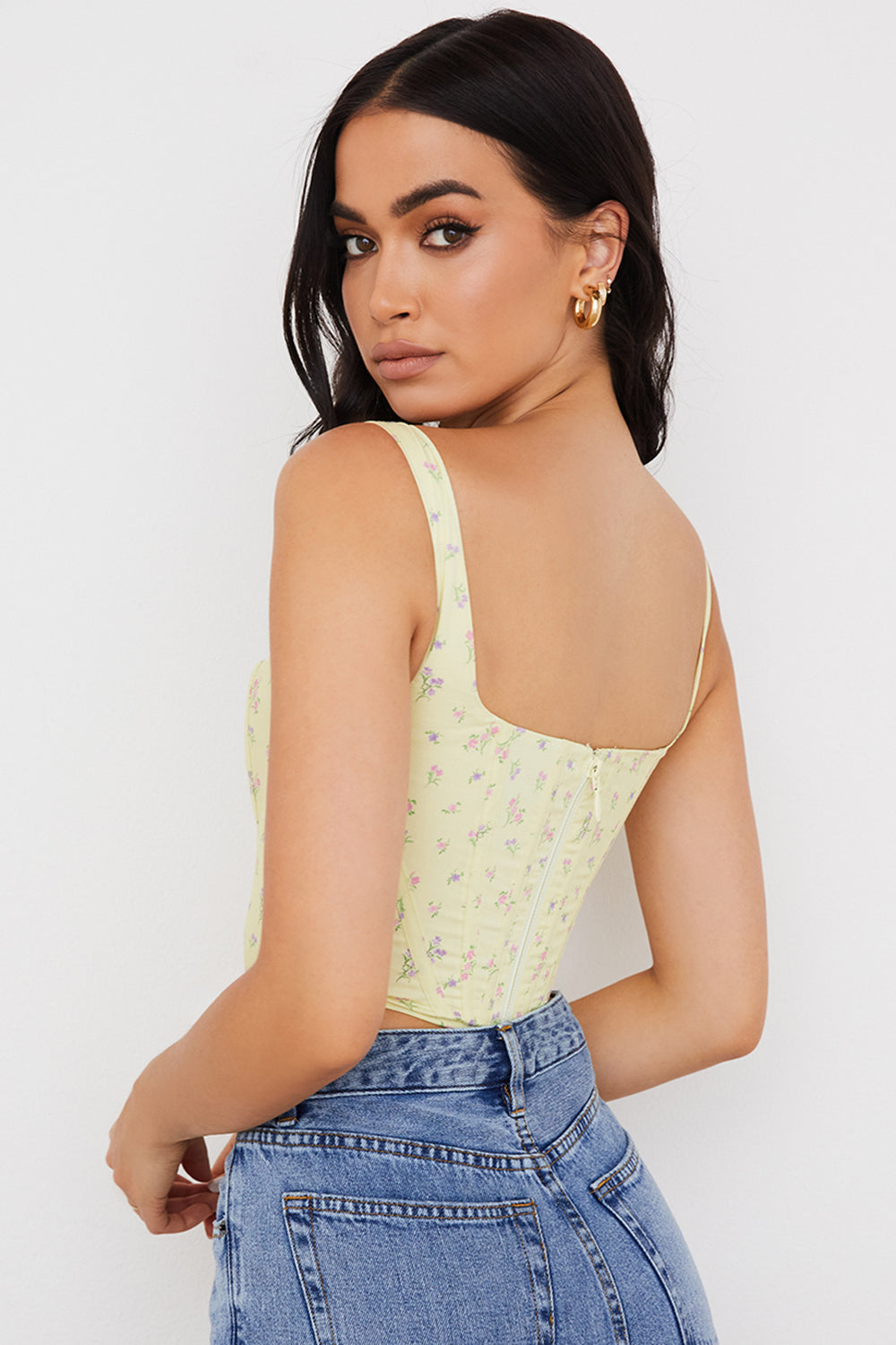 Corsage mit Zitronenblumen Print und frischer Eleganz für Damen