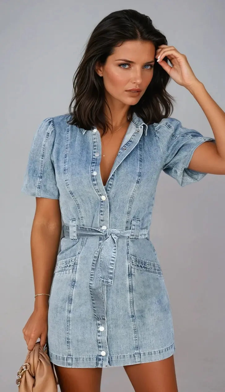 Claramonde | Jeanskleid mit Puffärmeln