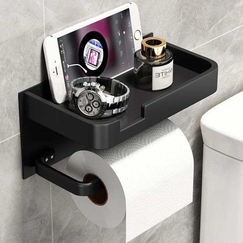 Toilettenpapierhalter mit Ablage Wandmontage Metall Badezimmer product image 9