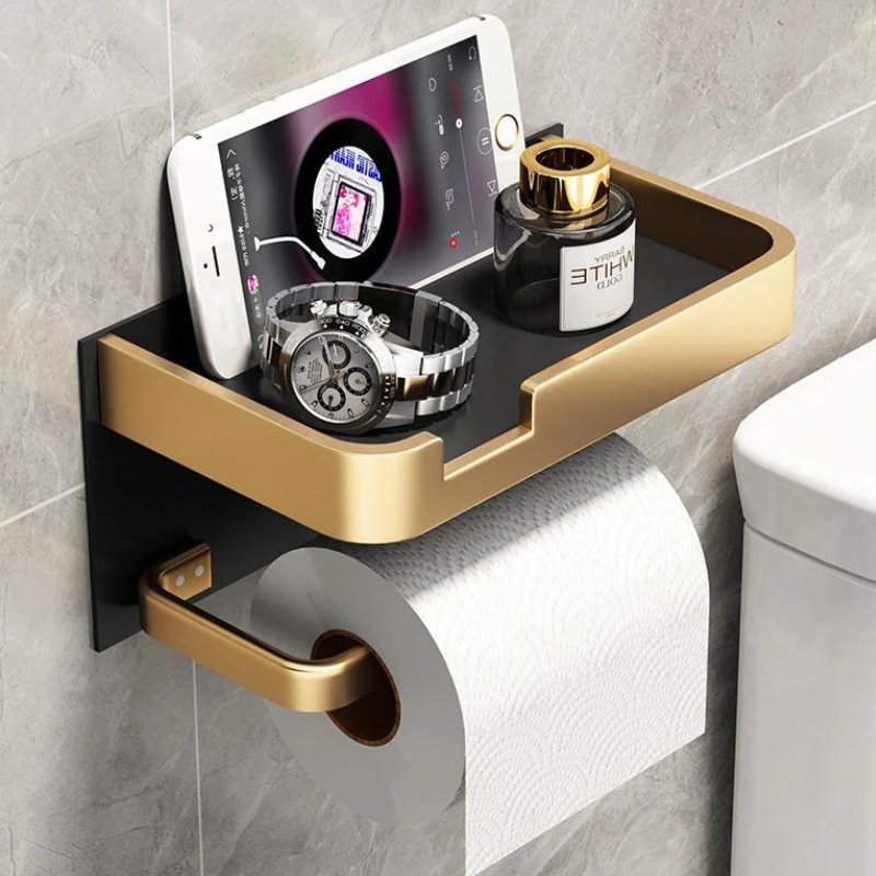 Toilettenpapierhalter mit Ablage Wandmontage Metall Badezimmer product image 5