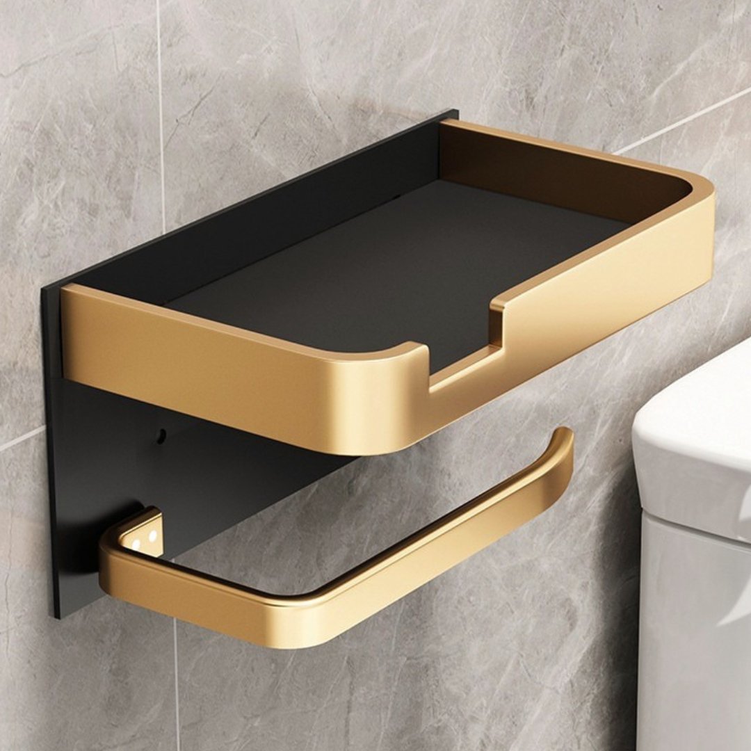 Toilettenpapierhalter mit Ablage Wandmontage Metall Badezimmer product image 6