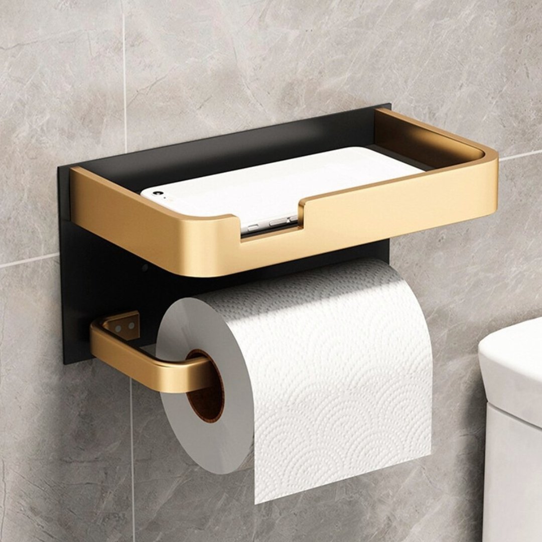Toilettenpapierhalter mit Ablage Wandmontage Metall Badezimmer product image 1